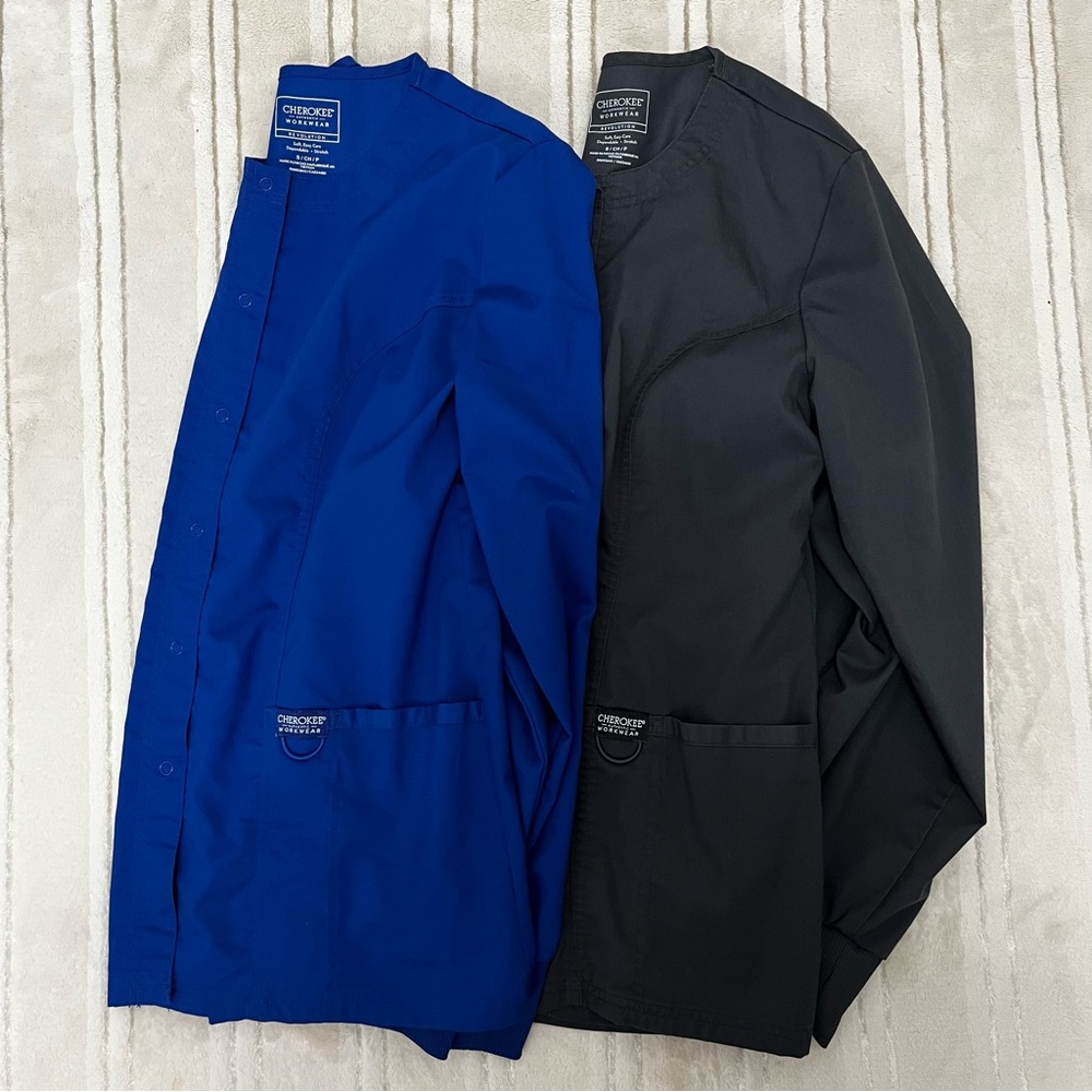 Cherokee Workwear Snap Front Scrub Jackets